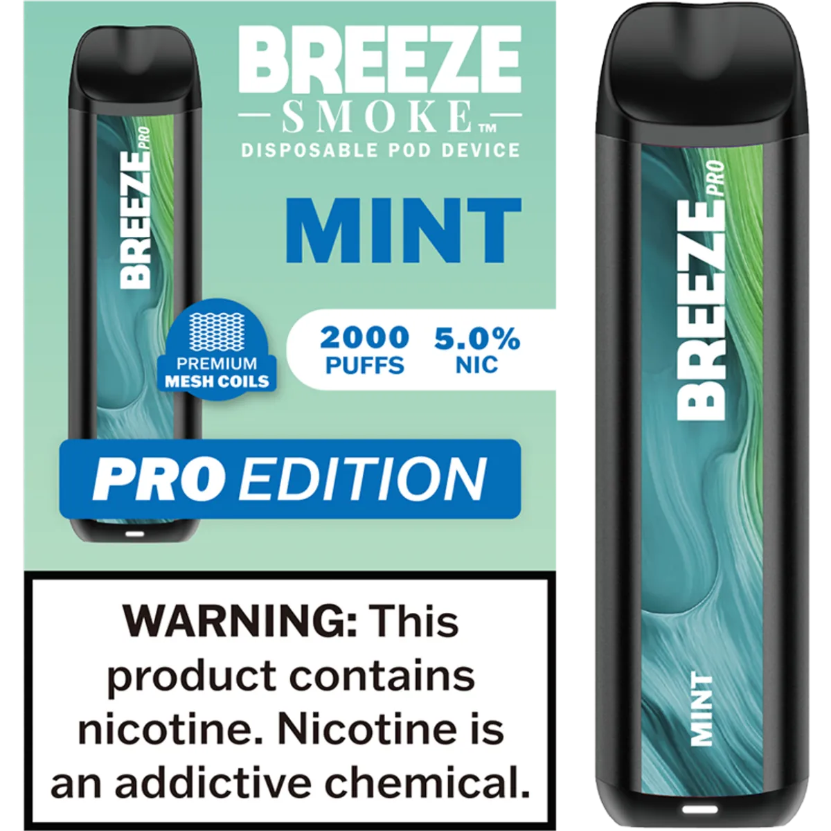 BREEZE PRO 5% TOBACCO FREE NICOTINE 6ML DISPOSABLE 2000 PUFFS