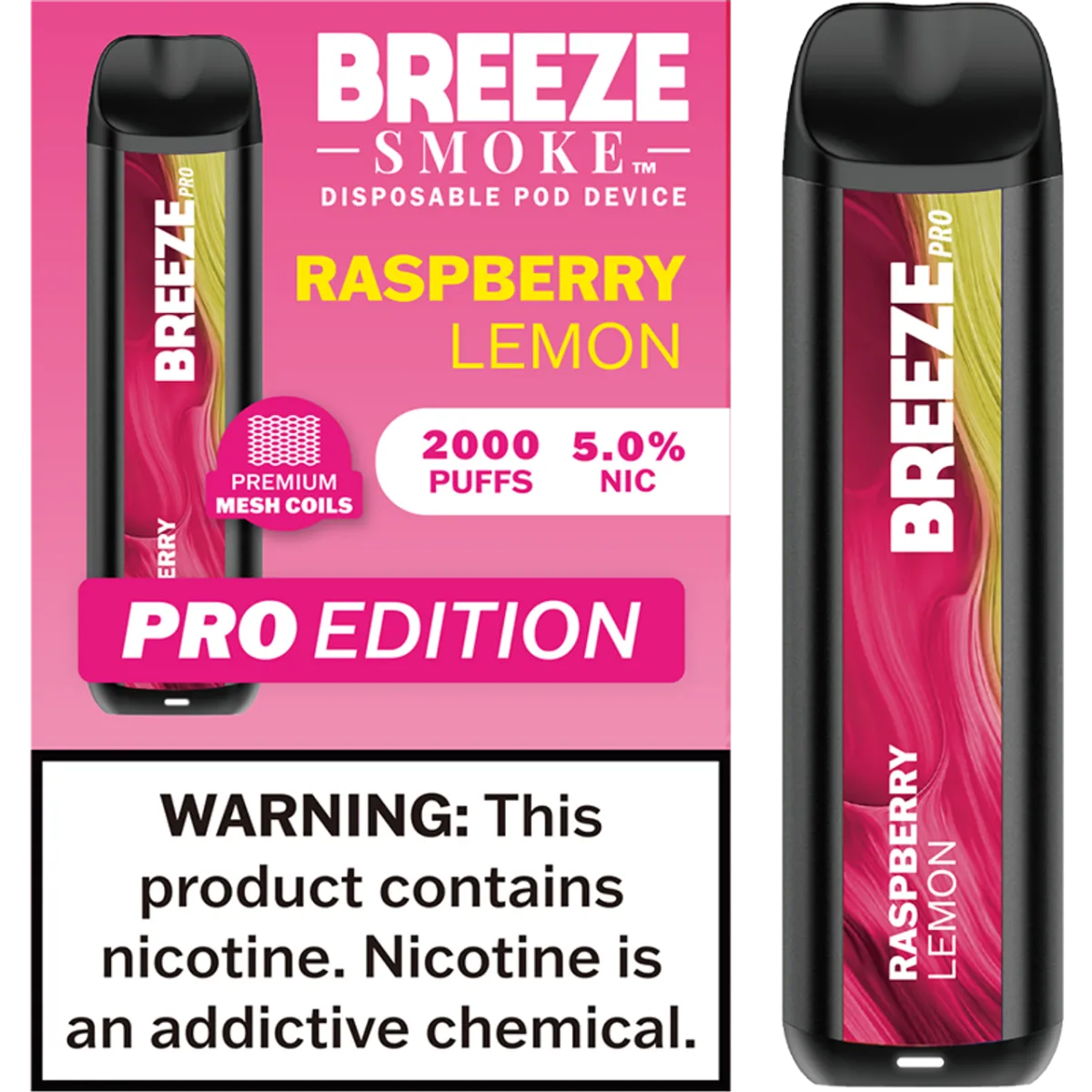 BREEZE PRO 5% TOBACCO FREE NICOTINE 6ML DISPOSABLE 2000 PUFFS