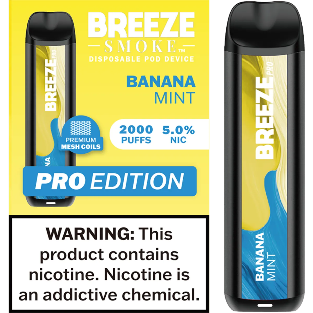 BREEZE PRO 5% TOBACCO FREE NICOTINE 6ML DISPOSABLE 2000 PUFFS